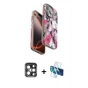 MARSİLYAN™- iPhone 15 Pro Max Kılıf Siluet Doku - Siyah 3D Antistatik Seramik Nano Ekran Koruyucu + PVD Metal Kamera Lens - LT
