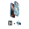 MARSİLYAN™- iPhone 15 Pro Max Kılıf Siluet Doku - Siyah 3D Antistatik Seramik Nano Ekran Koruyucu + PVD Metal Kamera Lens - LT