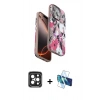 MARSİLYAN™- iPhone 15 Pro Max Kılıf Siluet Doku - Siyah 3D Antistatik Seramik Nano Ekran Koruyucu + PVD Metal Kamera Lens - SH