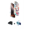 MARSİLYAN™- iPhone 15 Pro Max Kılıf Siluet Doku - Siyah 3D Antistatik Seramik Nano Ekran Koruyucu + Raze Metal Kamera Lens - LT