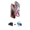 MARSİLYAN™- iPhone 15 Pro Max Kılıf Siluet Doku - Siyah 3D Antistatik Seramik Nano Ekran Koruyucu + Raze Metal Kamera Lens - TMGI