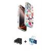 MARSİLYAN™- iPhone 15 Pro Max Kılıf Siluet Doku - Siyah 3D Antistatik Seramik Nano Ekran Koruyucu + Raze Metal Kamera Lens - TMGI
