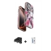 MARSİLYAN™- iPhone 15 Pro Max Kılıf Siluet Doku - Siyah Bilvis 0.18mm Plus Cam Ekran Koruyucu + Gümüş Raze Metal Kamera Lens