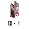 MARSİLYAN™- iPhone 15 Pro Max Kılıf Siluet Doku - Siyah Bilvis 0.18mm Plus Cam Ekran Koruyucu + PVD Metal Kamera Lens - GS