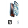 MARSİLYAN™- iPhone 15 Pro Max Kılıf Siluet Doku - Siyah Bilvis 0.18mm Plus Cam Ekran Koruyucu + PVD Metal Kamera Lens - GI