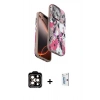 MARSİLYAN™- iPhone 15 Pro Max Kılıf Siluet Doku - Siyah Bilvis 0.18mm Plus Cam Ekran Koruyucu + PVD Metal Kamera Lens - TU
