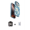 MARSİLYAN™- iPhone 15 Pro Max Kılıf Siluet Doku - Siyah Bilvis 0.18mm Plus Cam Ekran Koruyucu + PVD Metal Kamera Lens - TU