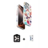MARSİLYAN™- iPhone 15 Pro Max Kılıf Siluet Doku - Siyah Bilvis 0.18mm Plus Cam Ekran Koruyucu + PVD Metal Kamera Lens - TU