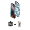 MARSİLYAN™- iPhone 15 Pro Max Kılıf Siluet Doku - Siyah Bilvis 3D Cam Ekran Koruyucu + PVD Metal Kamera Lens - TU