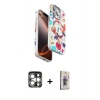 MARSİLYAN™- iPhone 15 Pro Max Kılıf Siluet Doku - Siyah Bilvis 3D Cam Ekran Koruyucu + PVD Metal Kamera Lens - GS