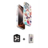 MARSİLYAN™- iPhone 15 Pro Max Kılıf Siluet Doku - Siyah Bilvis 3D Cam Ekran Koruyucu + PVD Metal Kamera Lens - TU