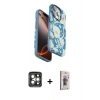 MARSİLYAN™- iPhone 15 Pro Max Kılıf Siluet Doku - Siyah Bilvis 3D Cam Ekran Koruyucu + PVD Metal Kamera Lens - GI