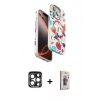 MARSİLYAN™- iPhone 15 Pro Max Kılıf Siluet Doku - Siyah Bilvis 3D Cam Ekran Koruyucu + PVD Metal Kamera Lens - LT