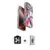 MARSİLYAN™- iPhone 15 Pro Max Kılıf Siluet Doku - Siyah Bilvis 3D Cam Ekran Koruyucu + PVD Metal Kamera Lens - TU