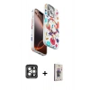 MARSİLYAN™- iPhone 15 Pro Max Kılıf Siluet Doku - Siyah Bilvis 3D Cam Ekran Koruyucu + PVD Metal Kamera Lens - GI