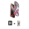 MARSİLYAN™- iPhone 15 Pro Max Kılıf Siluet Doku - Siyah Bilvis 3D Cam Ekran Koruyucu + PVD Metal Kamera Lens - SH