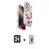 MARSİLYAN™- iPhone 15 Pro Max Kılıf Siluet Doku - Siyah Bilvis 3D Cam Ekran Koruyucu + PVD Metal Kamera Lens - SH