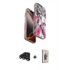 MARSİLYAN™- iPhone 15 Pro Max Kılıf Siluet Doku - Siyah Bilvis 3D Cam Ekran Koruyucu + Raze Metal Kamera Lens - TMGI