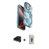 MARSİLYAN™- iPhone 15 Pro Max Kılıf Siluet Doku - Siyah Bilvis 3D Cam Ekran Koruyucu + Raze Metal Kamera Lens - SH
