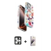 MARSİLYAN™- iPhone 15 Pro Max Kılıf Siluet Doku - Siyah Bilvis 3D Mat Cam Ekran Koruyucu + PVD Metal Kamera Lens - GS