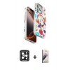 MARSİLYAN™- iPhone 15 Pro Max Kılıf Siluet Doku - Siyah Bilvis 3D Mat Cam Ekran Koruyucu + PVD Metal Kamera Lens - SH
