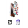 MARSİLYAN™- iPhone 15 Pro Max Kılıf Siluet Doku - Siyah Bilvis 5in1 3D Magic Cam Ekran Koruyucu + PVD Metal Kamera Lens - GS