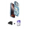 MARSİLYAN™- iPhone 15 Pro Max Kılıf Siluet Doku - Siyah Bilvis 5in1 3D Magic Cam Ekran Koruyucu + Lacivert Raze Metal Kamera Lens
