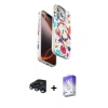MARSİLYAN™- iPhone 15 Pro Max Kılıf Siluet Doku - Siyah Bilvis 5in1 3D Magic Cam Ekran Koruyucu + Lacivert Raze Metal Kamera Lens