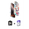 MARSİLYAN™- iPhone 15 Pro Max Kılıf Siluet Doku - Siyah Bilvis 5in1 3D Magic Cam Ekran Koruyucu + PVD Metal Kamera Lens - TU