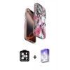 MARSİLYAN™- iPhone 15 Pro Max Kılıf Siluet Doku - Siyah Bilvis 5in1 3D Magic Cam Ekran Koruyucu + PVD Metal Kamera Lens - TU