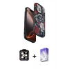 MARSİLYAN™- iPhone 15 Pro Max Kılıf Siluet Doku - Siyah Bilvis 5in1 3D Magic Cam Ekran Koruyucu + PVD Metal Kamera Lens - TU