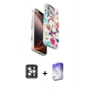 MARSİLYAN™- iPhone 15 Pro Max Kılıf Siluet Doku - Siyah Bilvis 5in1 3D Magic Cam Ekran Koruyucu + PVD Metal Kamera Lens - GI