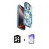 MARSİLYAN™- iPhone 15 Pro Max Kılıf Siluet Doku - Siyah Bilvis 5in1 3D Magic Cam Ekran Koruyucu + PVD Metal Kamera Lens - TU