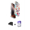 MARSİLYAN™- iPhone 15 Pro Max Kılıf Siluet Doku - Siyah Bilvis 5in1 3D Magic Cam Ekran Koruyucu + Raze Metal Kamera Lens - GS