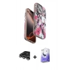 MARSİLYAN™- iPhone 15 Pro Max Kılıf Siluet Doku - Siyah Bilvis 5in1 5D Magic Hayalet Cam Ekran Koruyucu + Gümüş Raze Metal Kamera Lens