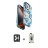 MARSİLYAN™- iPhone 15 Pro Max Kılıf Siluet Doku - Siyah Bilvis Hayalet Cam Ekran Koruyucu + PVD Metal Kamera Lens - GI