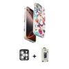 MARSİLYAN™- iPhone 15 Pro Max Kılıf Siluet Doku - Siyah Bilvis Hayalet Cam Ekran Koruyucu + PVD Metal Kamera Lens - GS