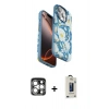 MARSİLYAN™- iPhone 15 Pro Max Kılıf Siluet Doku - Siyah Bilvis Hayalet Cam Ekran Koruyucu + PVD Metal Kamera Lens - GS