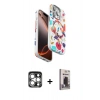 MARSİLYAN™- iPhone 15 Pro Max Kılıf Siluet Doku - Siyah Bilvis Hayalet Cam Ekran Koruyucu + Gümüş PVD Metal Kamera Lens