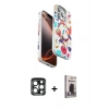 MARSİLYAN™- iPhone 15 Pro Max Kılıf Siluet Doku - Siyah Bilvis Hayalet Cam Ekran Koruyucu + PVD Metal Kamera Lens - LT