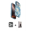 MARSİLYAN™- iPhone 15 Pro Max Kılıf Siluet Doku - Siyah Bilvis Hayalet Cam Ekran Koruyucu + PVD Metal Kamera Lens - LT