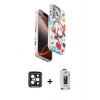 MARSİLYAN™- iPhone 15 Pro Max Kılıf Siluet Doku - Siyah Bilvis Hayalet Cam Ekran Koruyucu + Siyah PVD Metal Kamera Lens