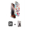 MARSİLYAN™- iPhone 15 Pro Max Kılıf Siluet Doku - Siyah Bilvis Hayalet Cam Ekran Koruyucu + PVD Metal Kamera Lens - SH
