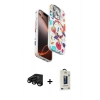 MARSİLYAN™- iPhone 15 Pro Max Kılıf Siluet Doku - Siyah Bilvis Hayalet Cam Ekran Koruyucu + Raze Metal Kamera Lens - SH