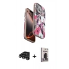 MARSİLYAN™- iPhone 15 Pro Max Kılıf Siluet Doku - Siyah Bilvis Hayalet Cam Ekran Koruyucu + Raze Metal Kamera Lens - TMGI