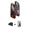 MARSİLYAN™- iPhone 15 Pro Max Kılıf Siluet Doku - Siyah Bilvis Hayalet Cam Ekran Koruyucu + Raze Metal Kamera Lens - TMGI