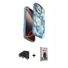 MARSİLYAN™- iPhone 15 Pro Max Kılıf Siluet Doku - Siyah Bilvis Hayalet Cam Ekran Koruyucu + Raze Metal Kamera Lens - TMGI