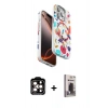 MARSİLYAN™- iPhone 15 Pro Max Kılıf Siluet Doku - Siyah Bilvis Hayalet Cam Ekran Koruyucu + PVD Metal Kamera Lens - TU