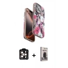 MARSİLYAN™- iPhone 15 Pro Max Kılıf Siluet Doku - Siyah Bilvis Hayalet Cam Ekran Koruyucu + PVD Metal Kamera Lens - TU
