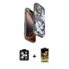 MARSİLYAN™- iPhone 15 Pro Max Kılıf Siluet Doku - Siyah Buffer Cam Ekran Koruyucu + PVD Metal Kamera Lens - TU